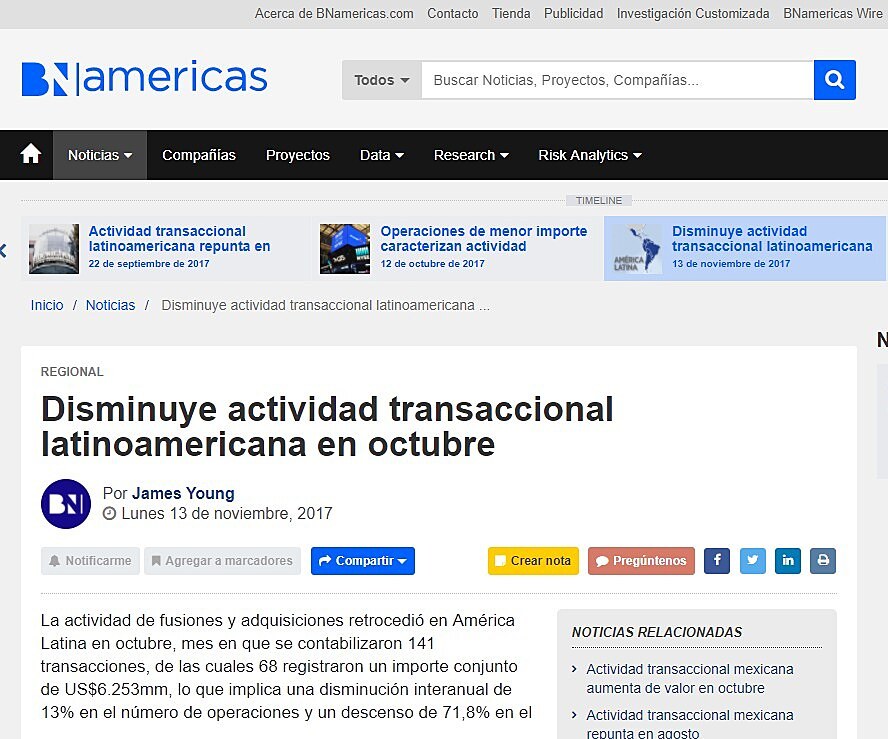 Disminuyeactividadtransaccionallatinoamericanaenoctubre